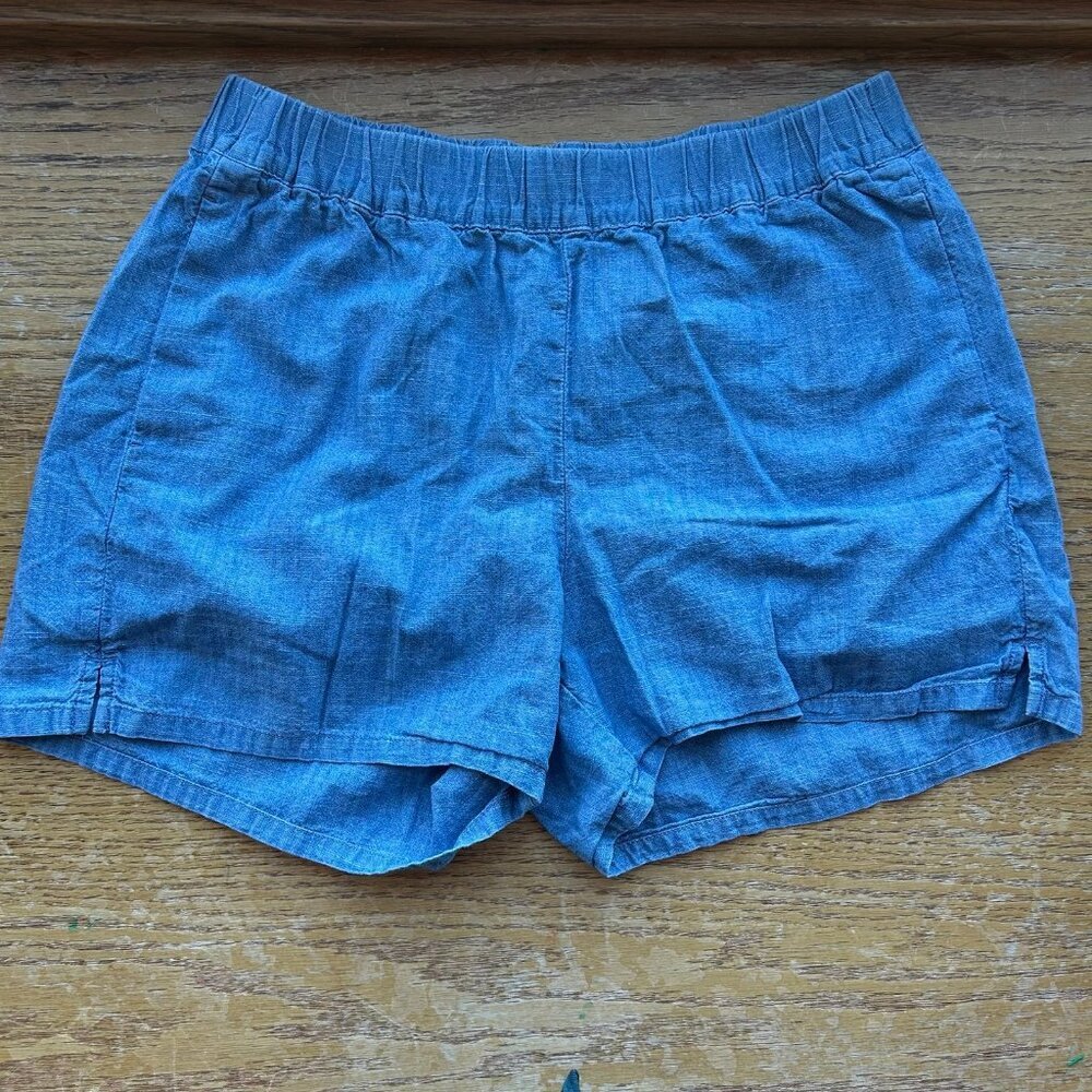 Madewell Pull On Chambray Relaxed Fit 100% Cotton Chino Shorts Light Blue Sz S